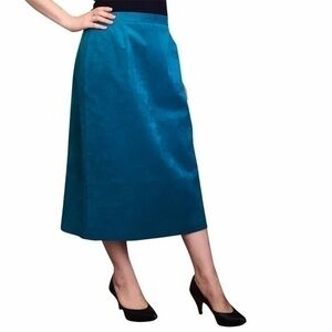 Vintage Lilli Ann Turquoise Ultrasuede ILGWU Union Made Midi Skirt NWT